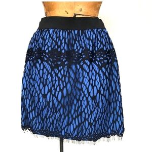 Robert Rodriguez Blue with black webbing overlay fringe hem size 4 small